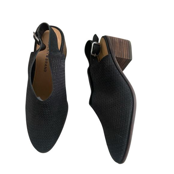 Lucky Brand Lideton 8.5 Mule‎ Pump Slingback Perforated Leather Excellent Cond - Picture 1 of 9